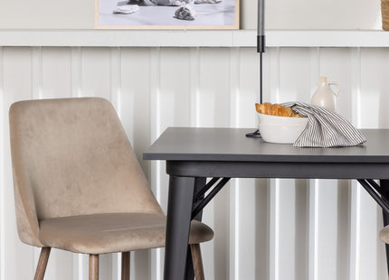 Venture Home Tempe & Night Rektangulära Matbord 80 x 80 Svart + Matstolar 2-pack Beige