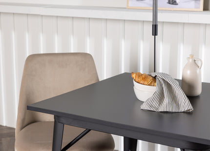 Venture Home Tempe & Night Rektangulära Matbord 80 x 80 Svart + Matstolar 2-pack Beige