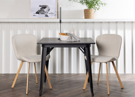 Venture Home Tempe & Lilja Rektangulära Matbord 80 x 80 Svart + Matstolar 2-pack Beige