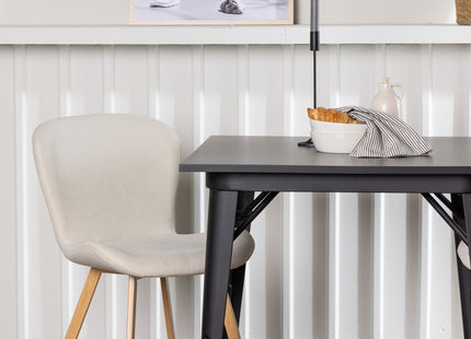 Venture Home Tempe & Lilja Rektangulära Matbord 80 x 80 Svart + Matstolar 2-pack Beige