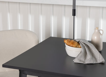 Venture Home Tempe & Lilja Rektangulära Matbord 80 x 80 Svart + Matstolar 2-pack Beige