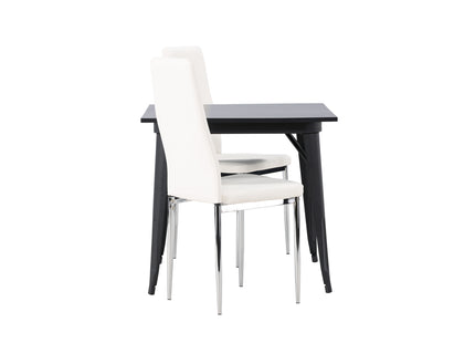 Venture Home Tempe & Pastill Rektangulära Matbord 80 x 80 Svart + Matstolar 2-pack Vit
