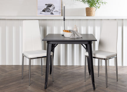 Venture Home Tempe & Pastill Rektangulära Matbord 80 x 80 Svart + Matstolar 2-pack Vit