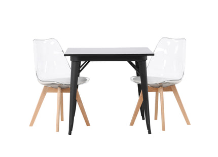 Venture Home Tempe & Edvin Rektangulära Matbord 80 x 80 Svart + Matstolar 2-pack Nature
