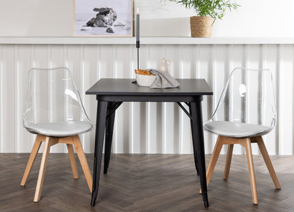Venture Home Tempe & Edvin Rektangulära Matbord 80 x 80 Svart + Matstolar 2-pack Nature