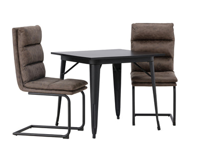 Venture Home Tempe & Zizo Rektangulära Matbord 80 x 80 Svart + Matstolar 2-pack Brun