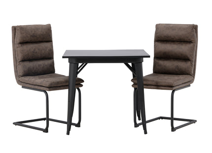Venture Home Tempe & Zizo Rektangulära Matbord 80 x 80 Svart + Matstolar 2-pack Brun
