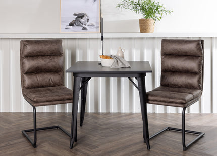 Venture Home Tempe & Zizo Rektangulära Matbord 80 x 80 Svart + Matstolar 2-pack Brun