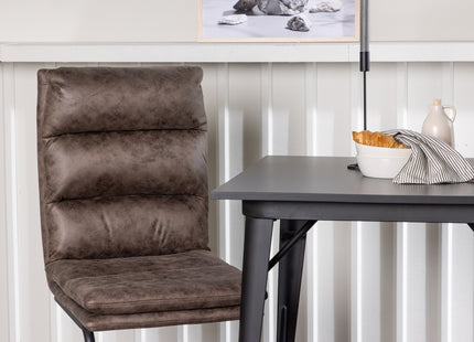 Venture Home Tempe & Zizo Rektangulära Matbord 80 x 80 Svart + Matstolar 2-pack Brun