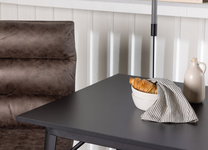 Venture Home Tempe & Zizo Rektangulära Matbord 80 x 80 Svart + Matstolar 2-pack Brun
