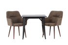 Venture Home Tempe & Tomorrow Rektangulära Matbord 80 x 80 Svart + Matstolar 2-pack Brun