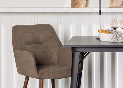 Venture Home Tempe & Tomorrow Rektangulära Matbord 80 x 80 Svart + Matstolar 2-pack Brun