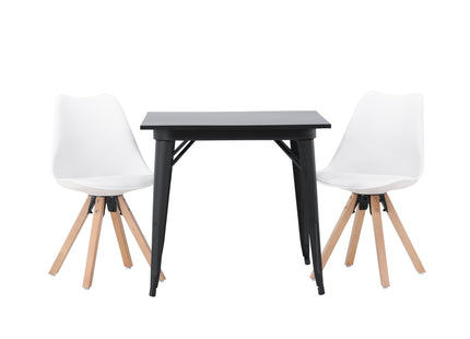Venture Home Tempe & Zeno Rektangulära Matbord 80 x 80 Svart + Matstolar 2-pack Vit