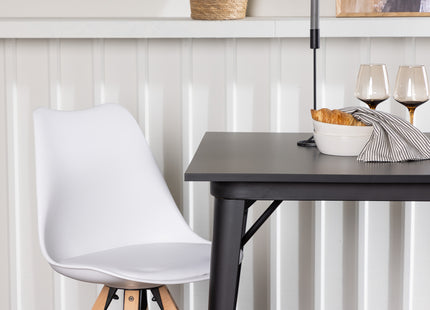 Venture Home Tempe & Zeno Rektangulära Matbord 80 x 80 Svart + Matstolar 2-pack Vit
