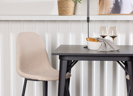 Venture Home Tempe & Polar Rektangulära Matbord 80 x 80 Svart + Matstolar 2-pack Beige