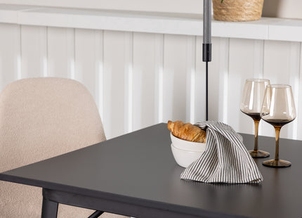 Venture Home Tempe & Polar Rektangulära Matbord 80 x 80 Svart + Matstolar 2-pack Beige