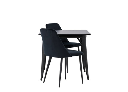 Venture Home Tempe & Night Rektangulära Matbord 80 x 80 Svart + Matstolar 2-pack Svart