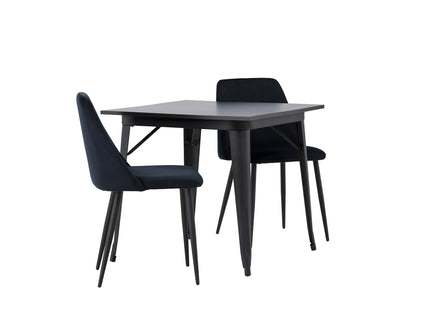 Venture Home Tempe & Night Rektangulära Matbord 80 x 80 Svart + Matstolar 2-pack Svart
