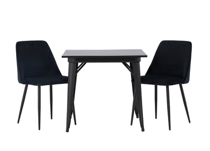 Venture Home Tempe & Night Rektangulära Matbord 80 x 80 Svart + Matstolar 2-pack Svart