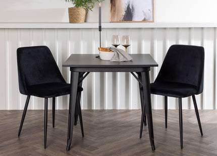 Venture Home Tempe & Night Rektangulära Matbord 80 x 80 Svart + Matstolar 2-pack Svart
