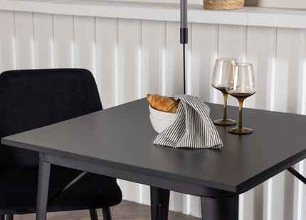 Venture Home Tempe & Night Rektangulära Matbord 80 x 80 Svart + Matstolar 2-pack Svart