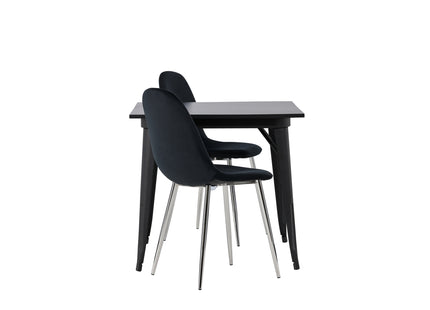 Venture Home Tempe & Polar Rektangulära Matbord 80 x 80 Svart + Matstolar 2-pack Svart