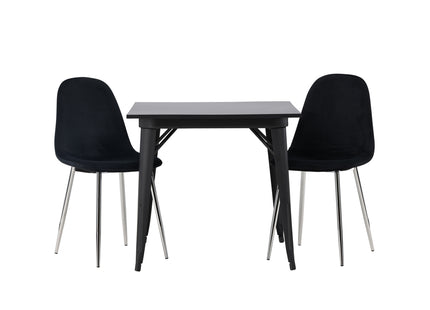 Venture Home Tempe & Polar Rektangulära Matbord 80 x 80 Svart + Matstolar 2-pack Svart