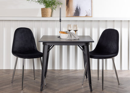 Venture Home Tempe & Polar Rektangulära Matbord 80 x 80 Svart + Matstolar 2-pack Svart