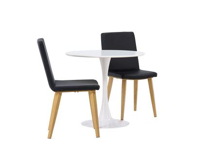 Venture Home Hamden & Today Runda Matbord ⌀80 Vit + Matstolar 2-pack Svart
