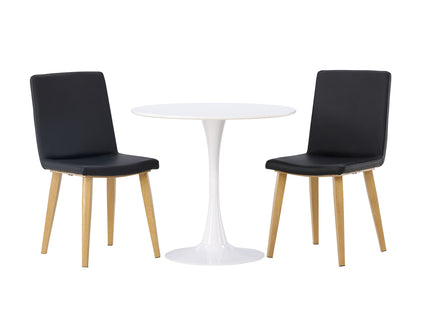 Venture Home Hamden & Today Runda Matbord ⌀80 Vit + Matstolar 2-pack Svart