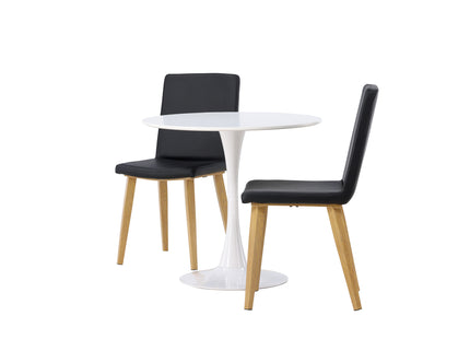 Venture Home Hamden & Today Runda Matbord ⌀80 Vit + Matstolar 2-pack Svart