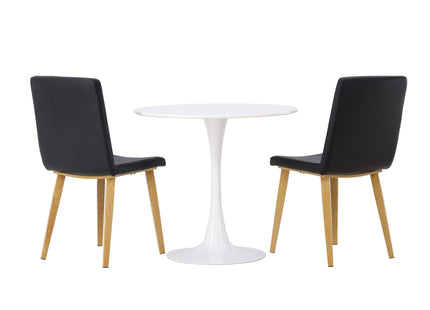 Venture Home Hamden & Today Runda Matbord ⌀80 Vit + Matstolar 2-pack Svart