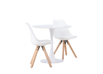 Venture Home Hamden & Zeno Runda Matbord ⌀80 Vit + Matstolar 2-pack Vit
