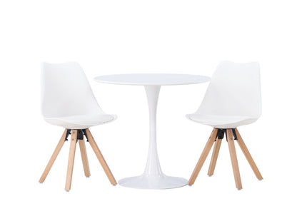 Venture Home Hamden & Zeno Runda Matbord ⌀80 Vit + Matstolar 2-pack Vit