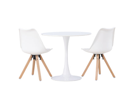 Venture Home Hamden & Zeno Runda Matbord ⌀80 Vit + Matstolar 2-pack Vit