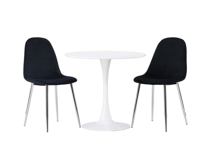 Venture Home Hamden & Polar Runda Matbord ⌀80 Vit + Matstolar 2-pack Svart