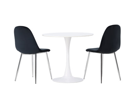 Venture Home Hamden & Polar Runda Matbord ⌀80 Vit + Matstolar 2-pack Svart