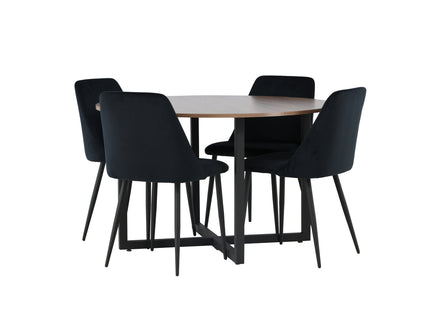 Venture Home Durango & Night Runda Matbord ⌀120 Valnöt + Matstolar 2-pack Svart