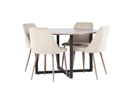 Venture Home Durango & Night Runda Matbord ⌀120 Valnöt + Matstolar 2-pack Beige