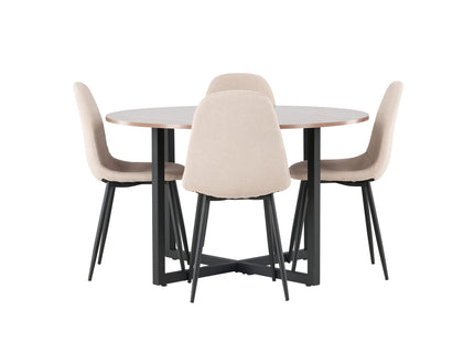 Venture Home Durango & Polar Runda Matbord ⌀120 Valnöt + Matstolar 2-pack Beige