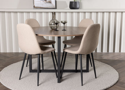 Venture Home Durango & Polar Runda Matbord ⌀120 Valnöt + Matstolar 2-pack Beige