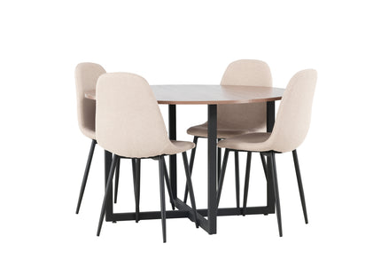 Venture Home Durango & Polar Runda Matbord ⌀120 Valnöt + Matstolar 2-pack Beige