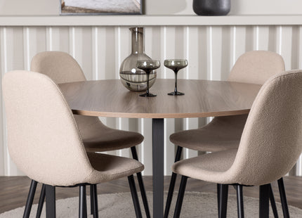 Venture Home Durango & Polar Runda Matbord ⌀120 Valnöt + Matstolar 2-pack Beige