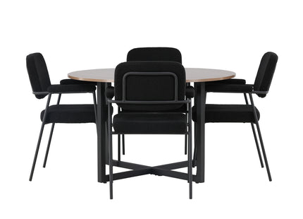 Venture Home Durango & Yesterday Runda Matbord ⌀120 Valnöt + Matstolar 2-pack Svart