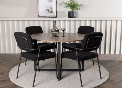 Venture Home Durango & Yesterday Runda Matbord ⌀120 Valnöt + Matstolar 2-pack Svart