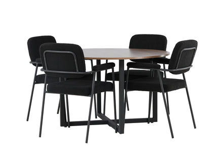 Venture Home Durango & Yesterday Runda Matbord ⌀120 Valnöt + Matstolar 2-pack Svart