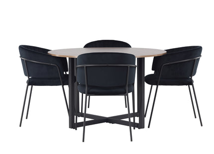 Venture Home Durango & Selma Runda Matbord ⌀120 Valnöt + Matstolar 2-pack Svart