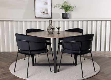 Venture Home Durango & Selma Runda Matbord ⌀120 Valnöt + Matstolar 2-pack Svart