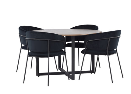 Venture Home Durango & Selma Runda Matbord ⌀120 Valnöt + Matstolar 2-pack Svart