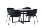 Venture Home Durango & Selma Runda Matbord ⌀120 Valnöt + Matstolar 2-pack Svart
